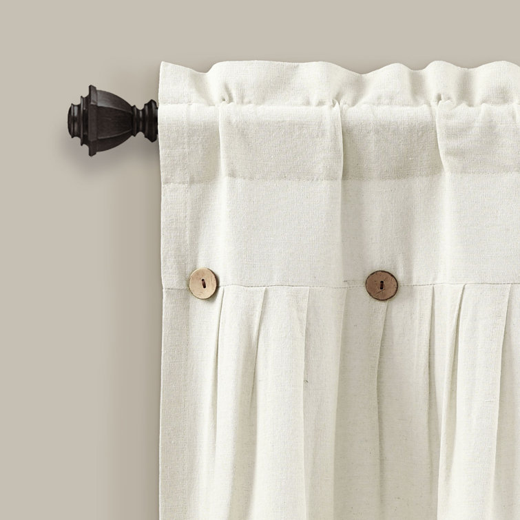 Off-White Linen Button Detail Window Valance
