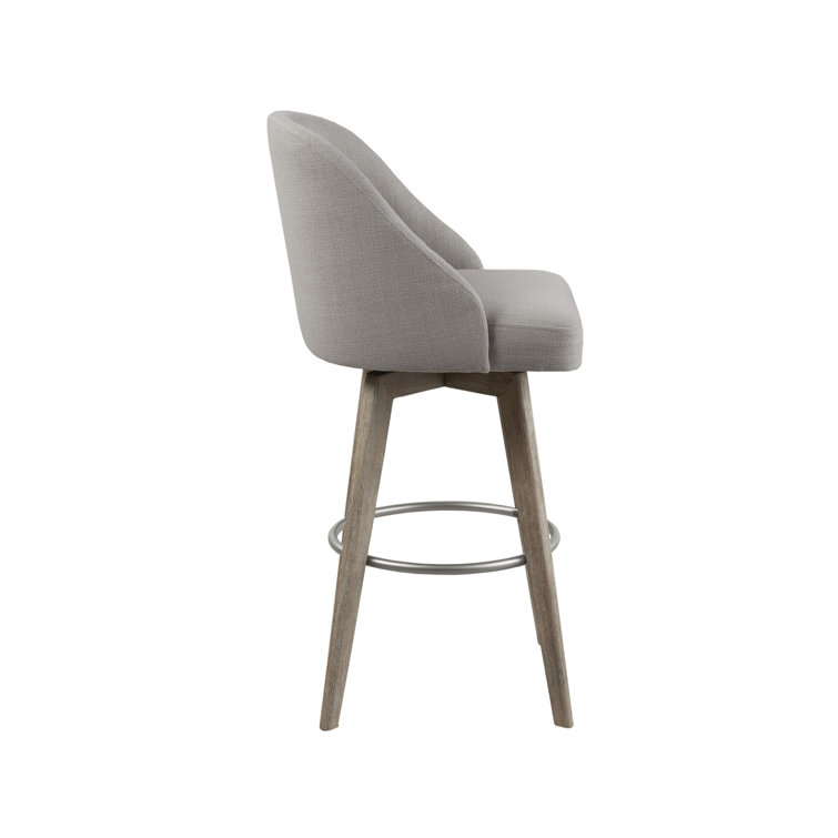 Blue Swivel Counter Stool with Wood Legs