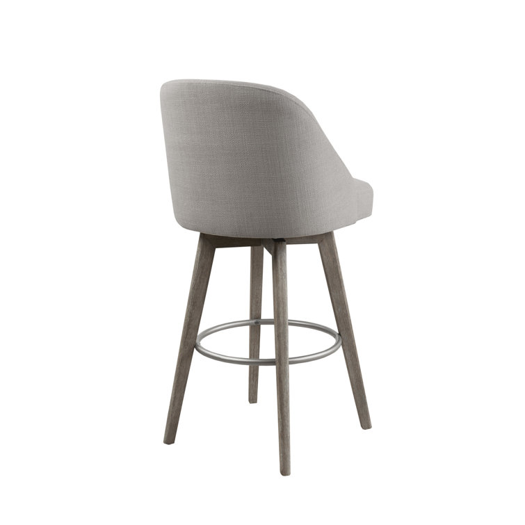 Blue Swivel Counter Stool with Wood Legs