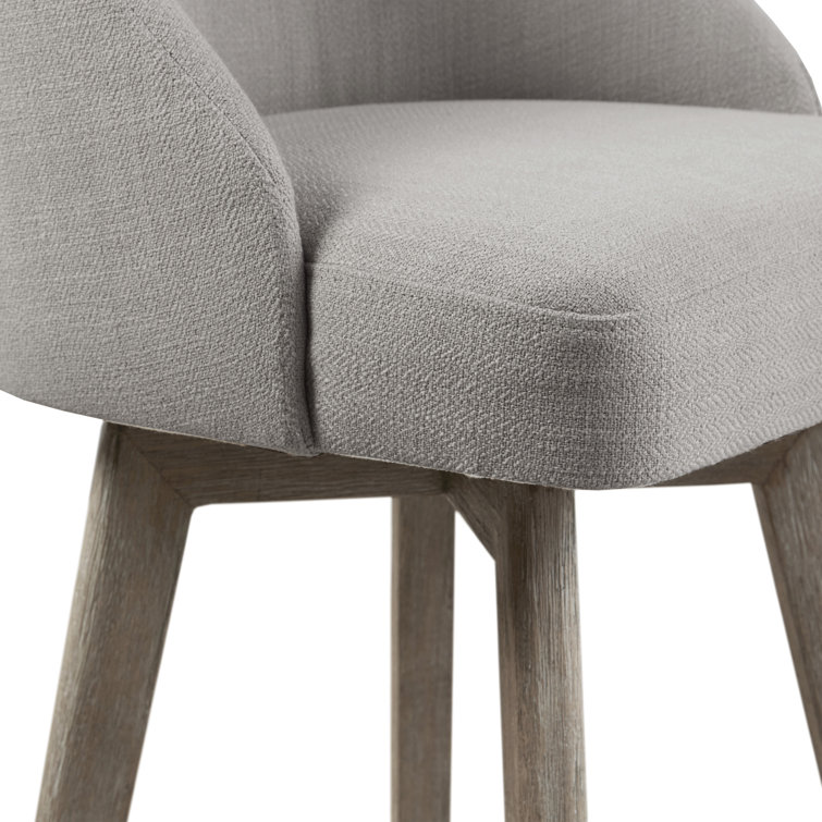 Elegant Reclaimed Grey Swivel Counter Stool with Metal Ring Footrest