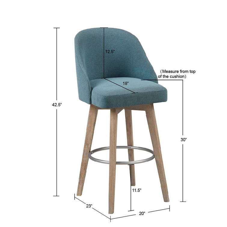 Blue Swivel Counter Stool with Wood Legs