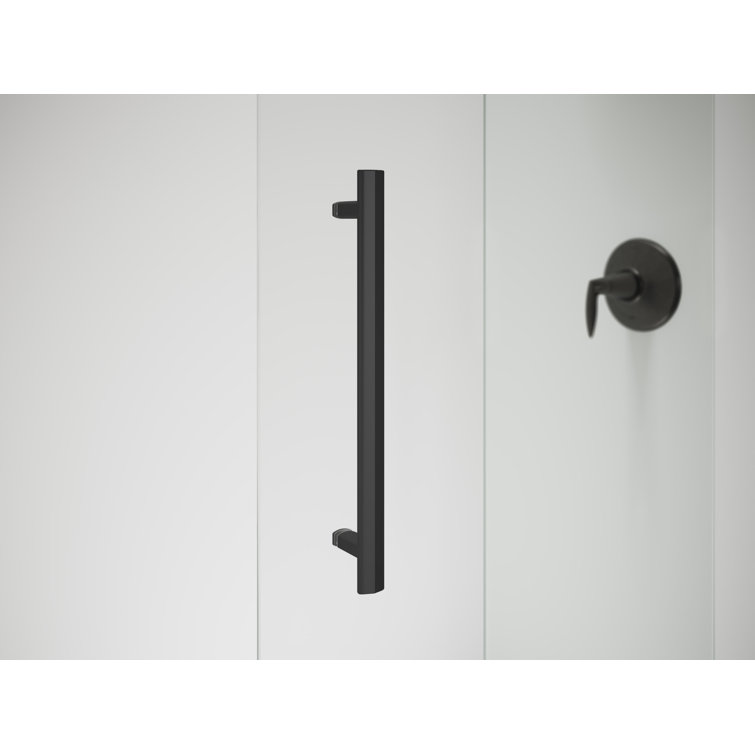 Pleat 63-9/16" Frameless Sliding Bath Door with Crystal Clear Glass and Matte Black Frame
