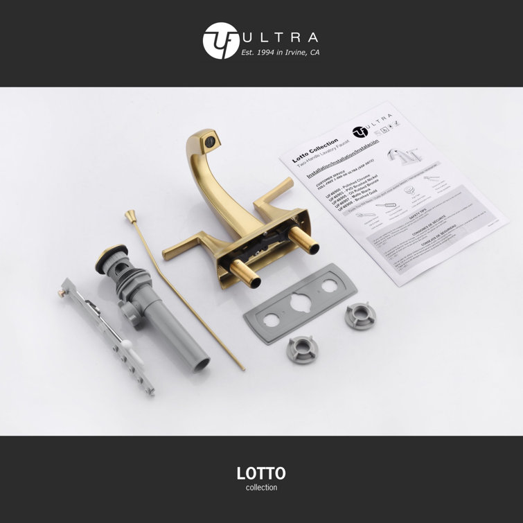 Brushed Gold 2-Handle Centerset Bathroom Faucet with Drain Assembly