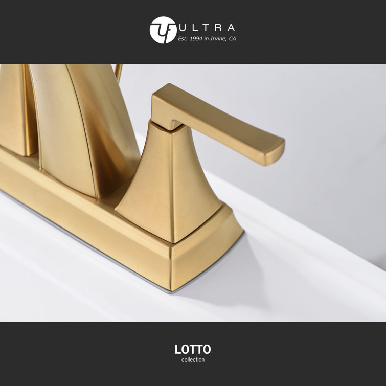 Brushed Gold 2-Handle Centerset Bathroom Faucet with Drain Assembly