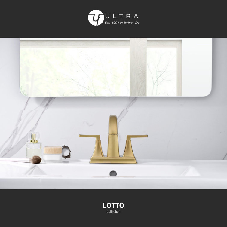 Brushed Gold 2-Handle Centerset Bathroom Faucet with Drain Assembly