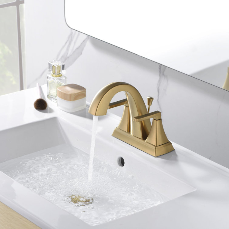 Brushed Gold 2-Handle Centerset Bathroom Faucet with Drain Assembly