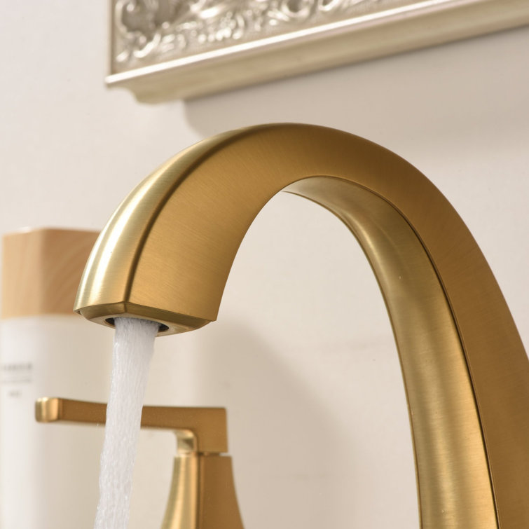 Brushed Gold Stainless Steel 2-Handle Bathroom Faucet with Drain Assembly