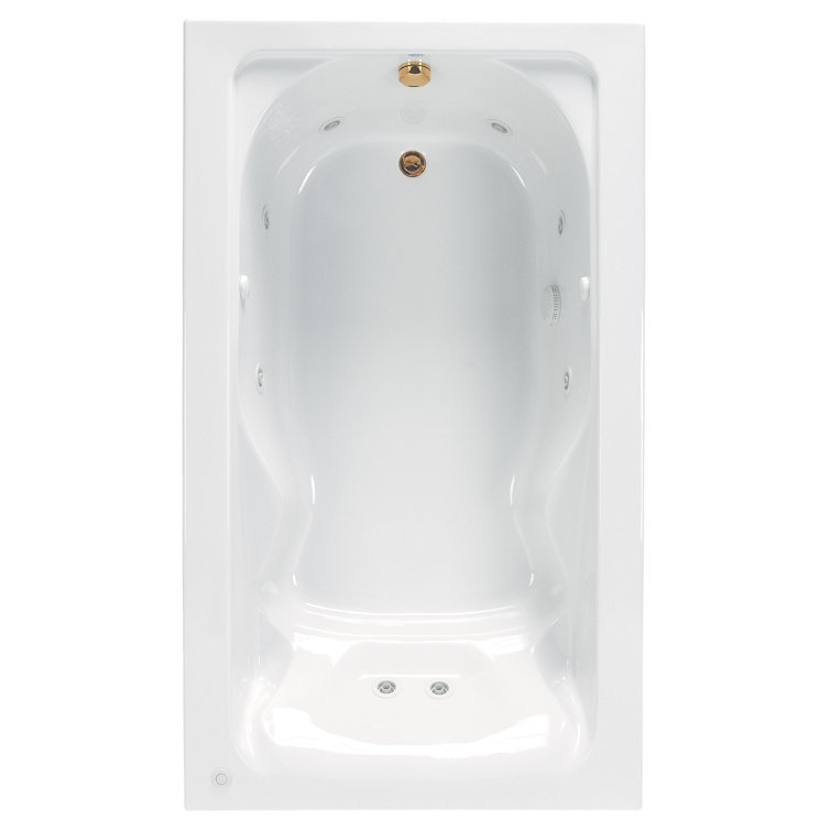 Cadet 75.75" White Acrylic Drop-In Whirlpool Bathtub with Jets