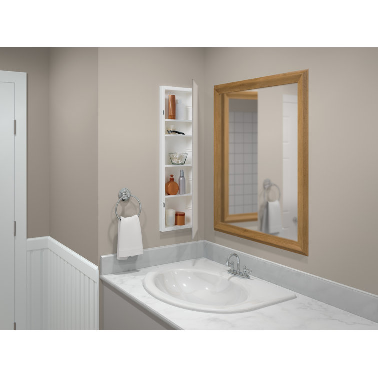 12'' x 36'' Polished White Recessed Medicine Cabinet