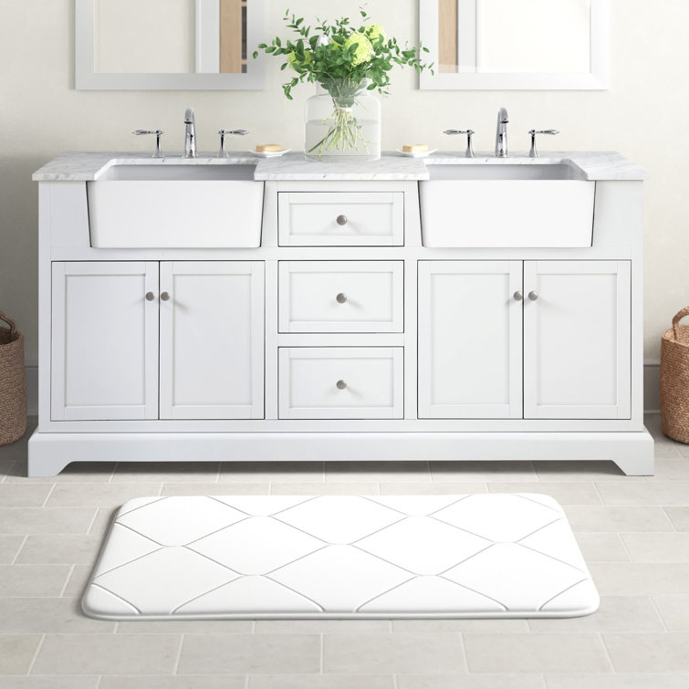 Franklin 72" White Double Bathroom Vanity with Carrara Marble Top