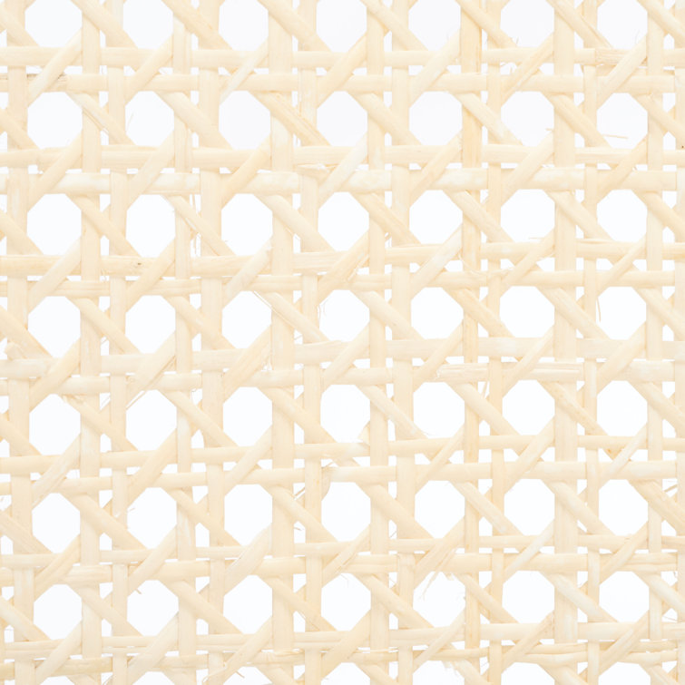 Natural Rubberwood and Cane Side Chair with White Upholstery