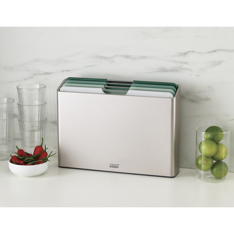 Sage Green Flexible Plastic Rectangular Cutting Board Set with Storage Case