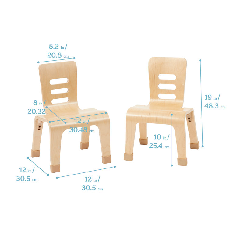 Natural Light Wood Bentwood Kids Dining Chairs, 2-Pack