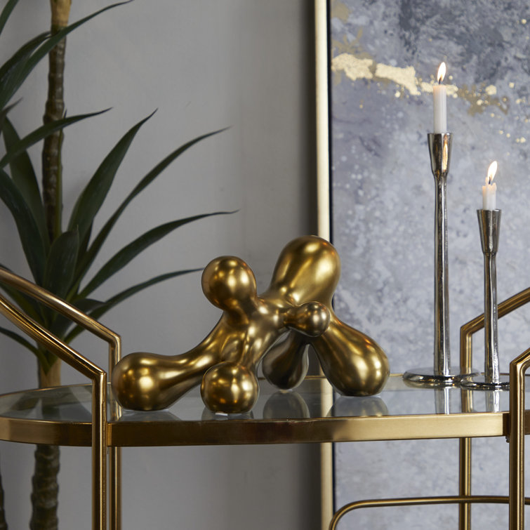 Gold Porcelain Abstract Starburst Sculpture