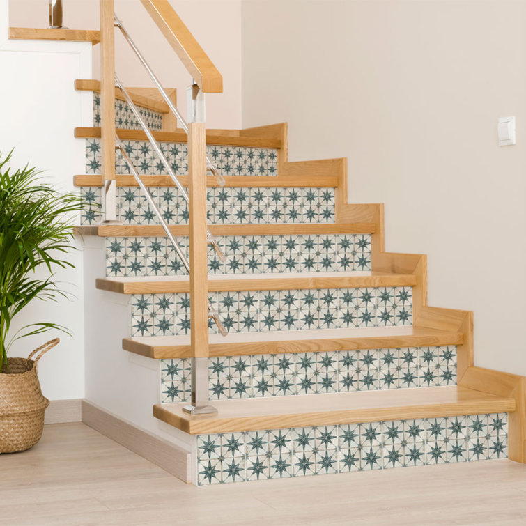 Green and White Vinyl Peel and Stick Mosaic Wall Tiles