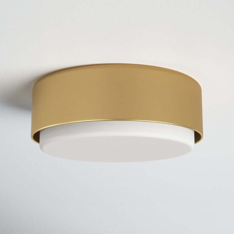 Cedric Lacquered Brass 12" Flush Mount with Etched Opal Glass