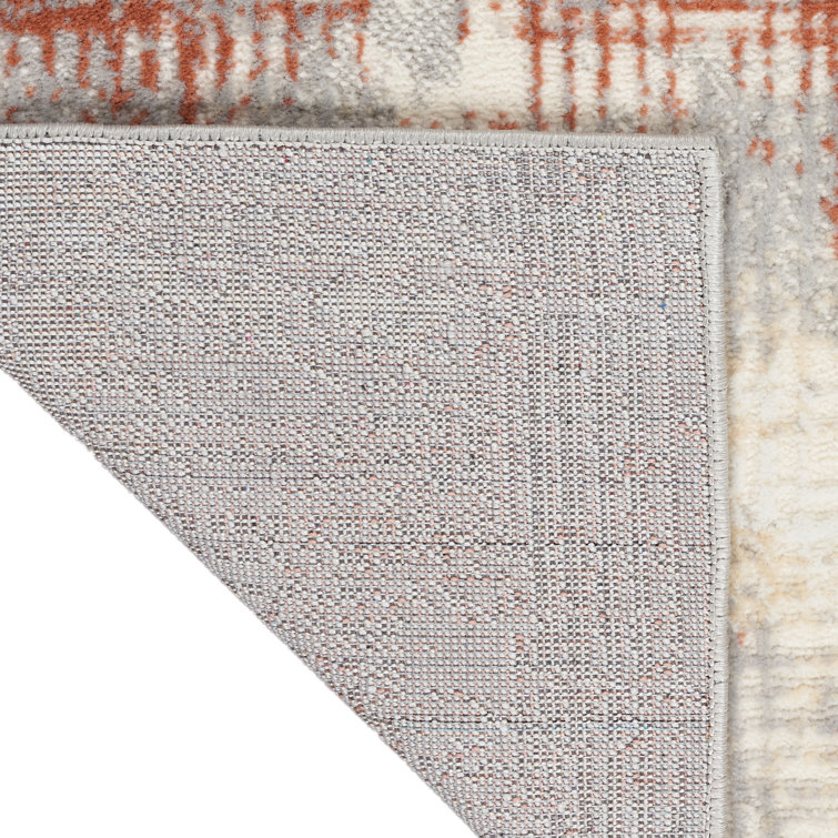 Ivory Multi Abstract Wool-Blend 8' x 10' Easy-Care Area Rug