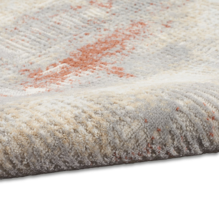 Ivory Multi Abstract Wool-Blend 8' x 10' Easy-Care Area Rug