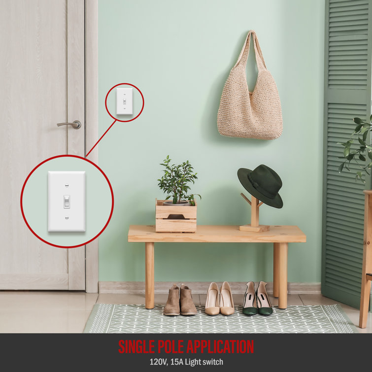 White 15-Amp Single Pole Toggle Light Switch with Wall Plate