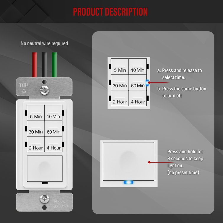 White Polycarbonate Digital Countdown Timer Switch Set