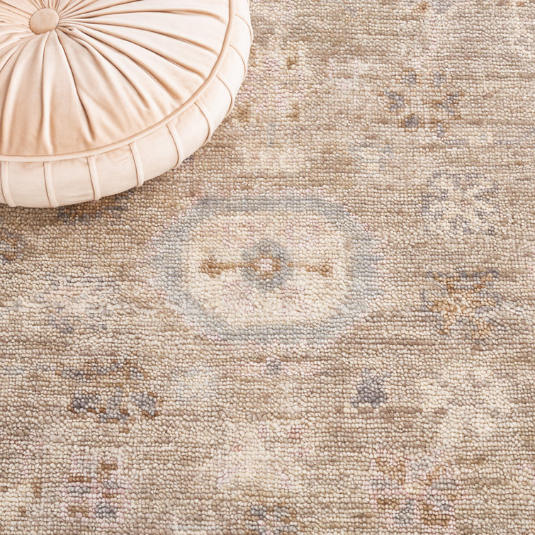 Groton Hand-Knotted Wool Oriental Area Rug in Gray and Green