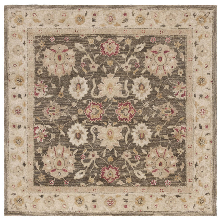 Heirloom Gray Wool 6' Square Hand-Tufted Area Rug