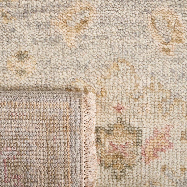 Light Blue and Sage Hand-Knotted Wool 6' x 9' Oriental Rug