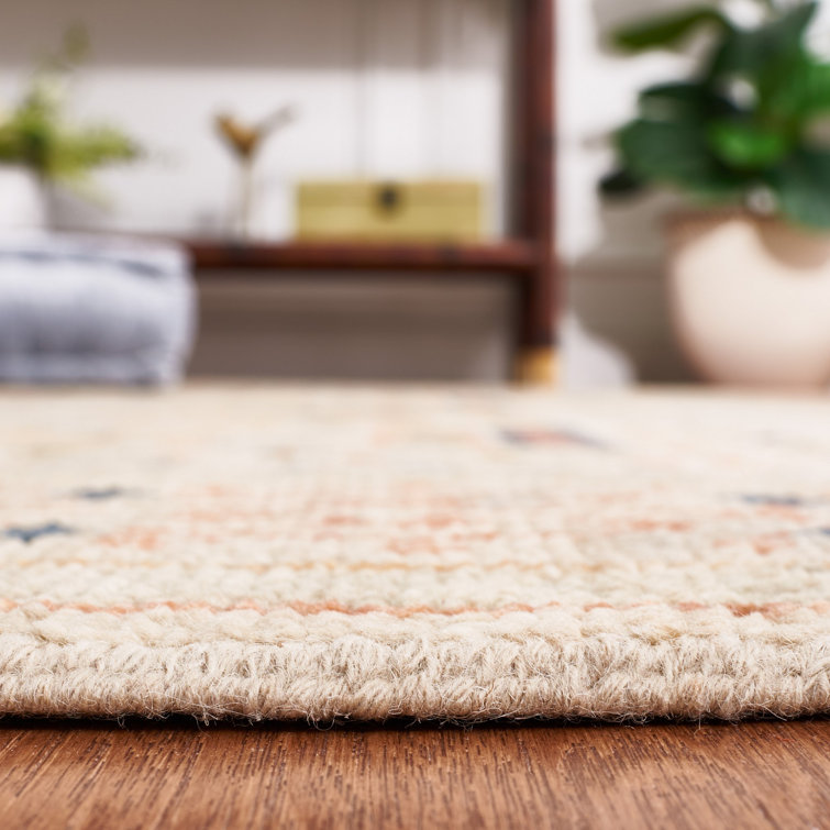 Ivory and Rust Hand-Knotted Wool 6' x 9' Area Rug