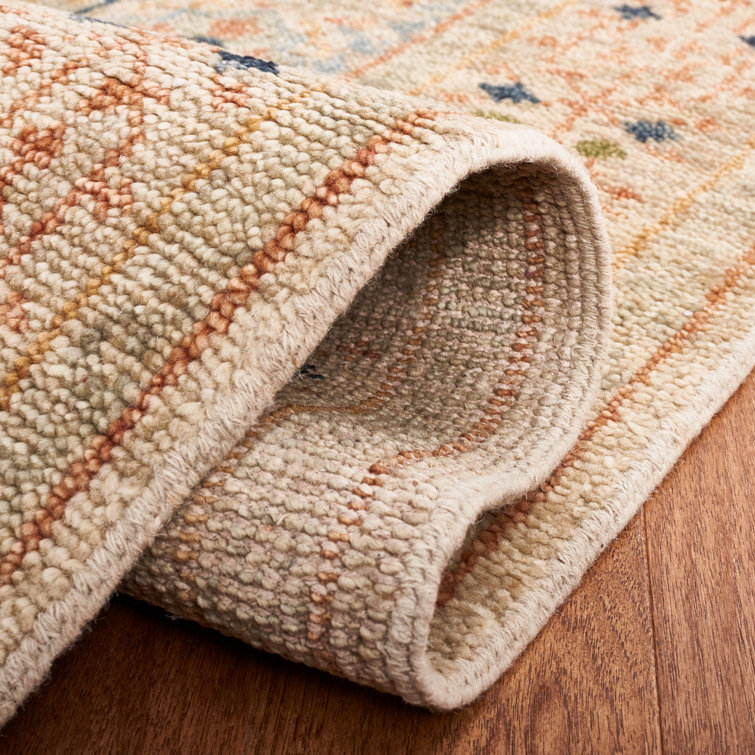 Ivory and Rust Hand-Knotted Wool 6' x 9' Area Rug