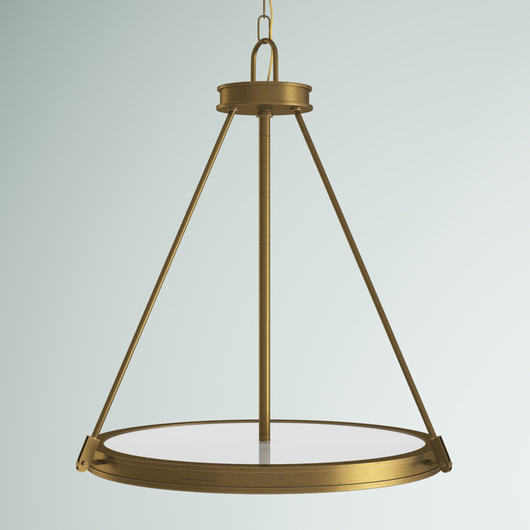 Heritage Brass and Glass Mid-Century Modern Pendant Light