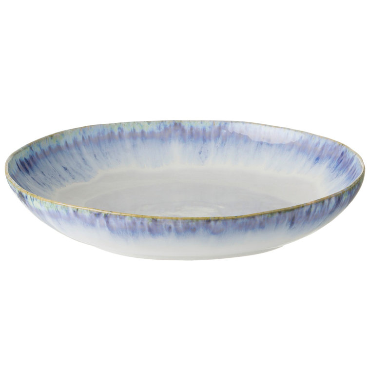 Brisa Blue Ceramic Round Pasta Serving Bowl