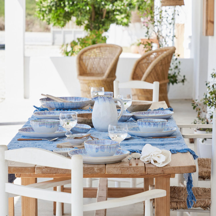 Brisa Blue Ceramic Round Pasta Serving Bowl