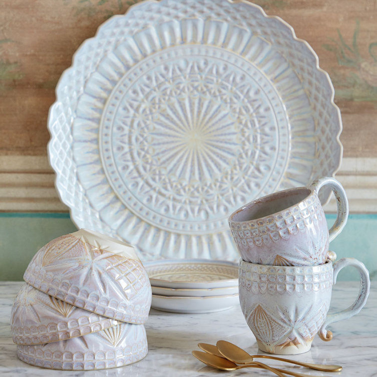 Cristal Nacar 16'' Round Ceramic Platter