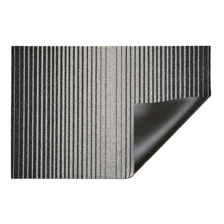 Dynamic Serene Black and White Stripe Tufted Shag Runner 2' x 6'