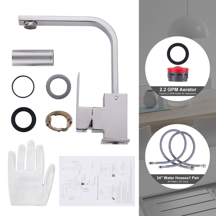 Polished Chrome Single Handle Bar Faucet with Stainless Steel