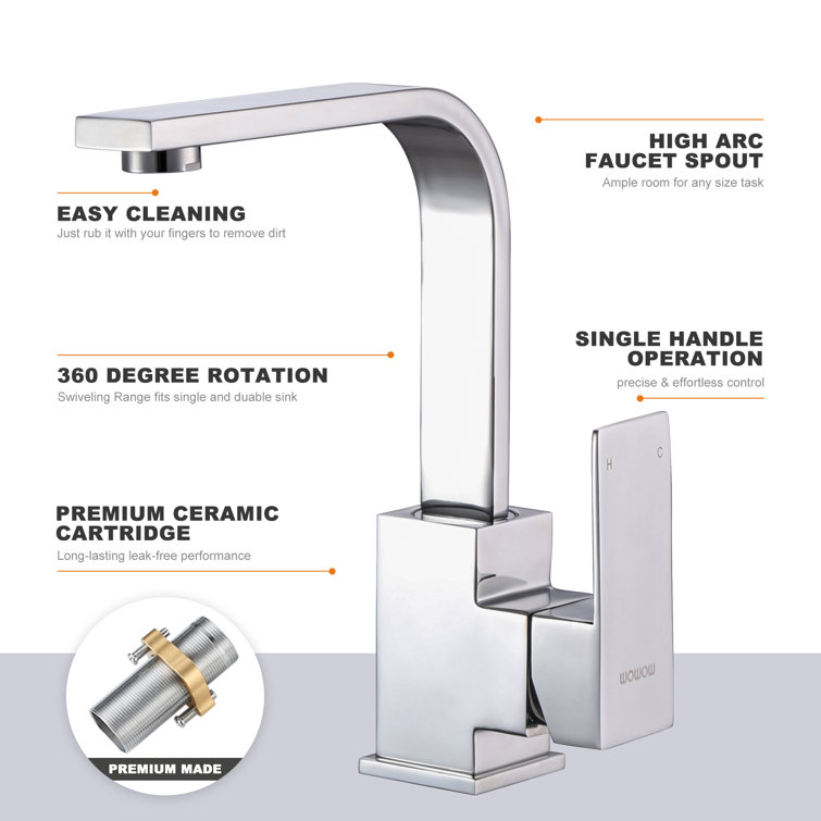 Polished Chrome Single Handle Bar Faucet with Stainless Steel