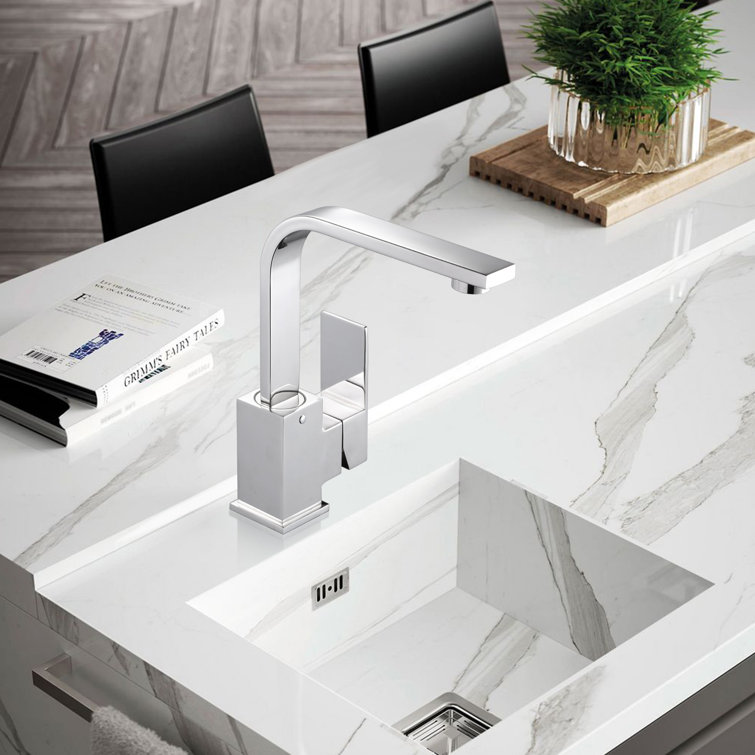 Polished Chrome Single Handle Bar Faucet with Stainless Steel