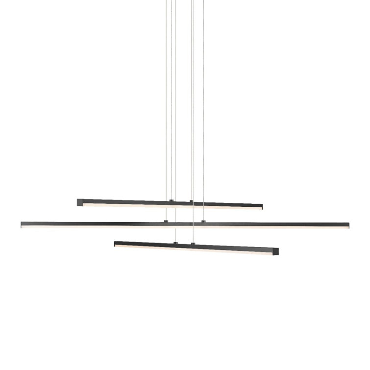 Satin Black 40" LED Pendant Light with Glass Diffusers