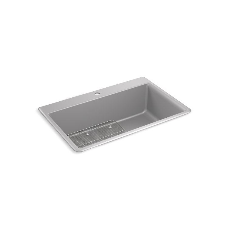 Matte Grey Cast Iron Rectangular Drop-In Kitchen Sink