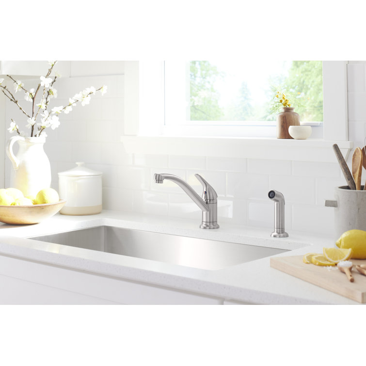 Vibrant Stainless Steel Single Handle Kitchen Faucet with Pull-out Spray