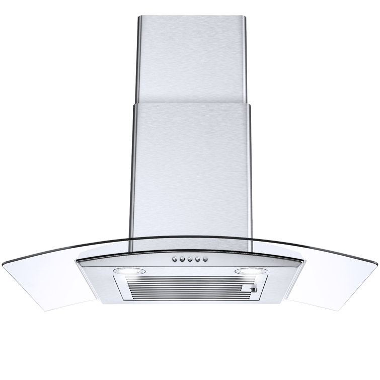 30'' Stainless Steel Convertible Wall Mounted Range Hood with Glass Canopy