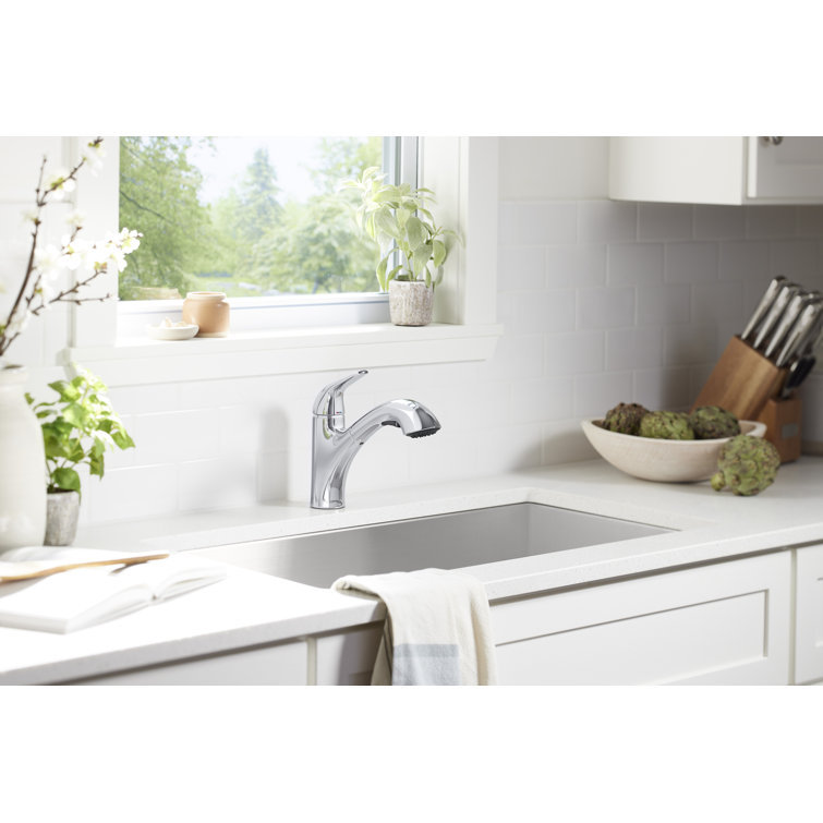 Polished Chrome Single-Handle Pull-Out Kitchen Faucet