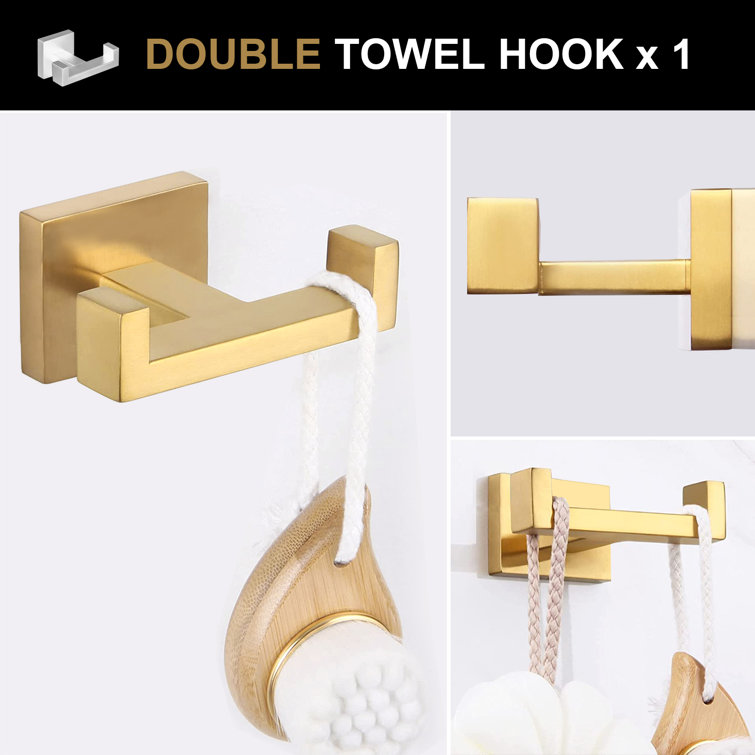 Brushed Gold 5-Piece Stainless Steel Bathroom Hardware Set