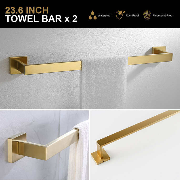 Brushed Gold 5-Piece Stainless Steel Bathroom Hardware Set