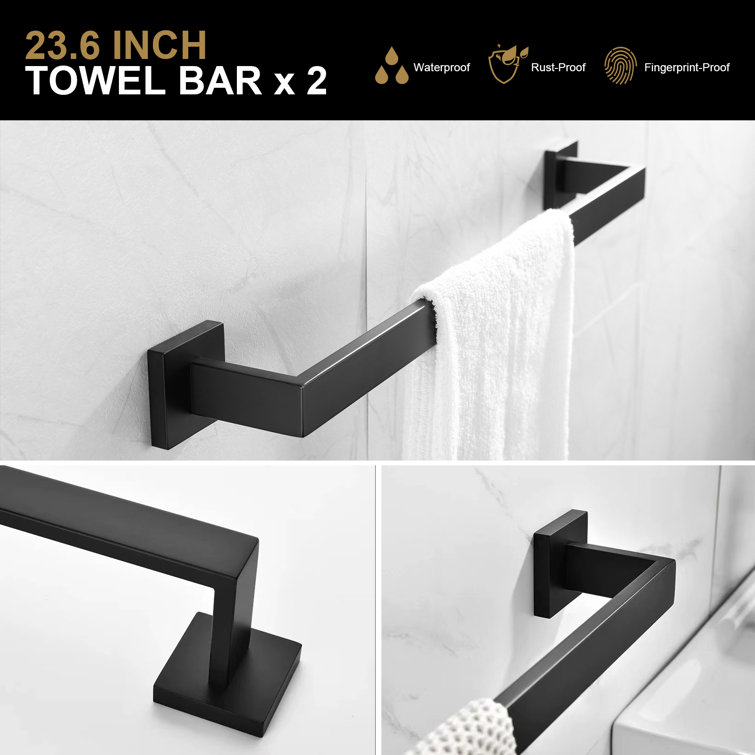 Matte Black Stainless Steel 5-Piece Bathroom Hardware Set