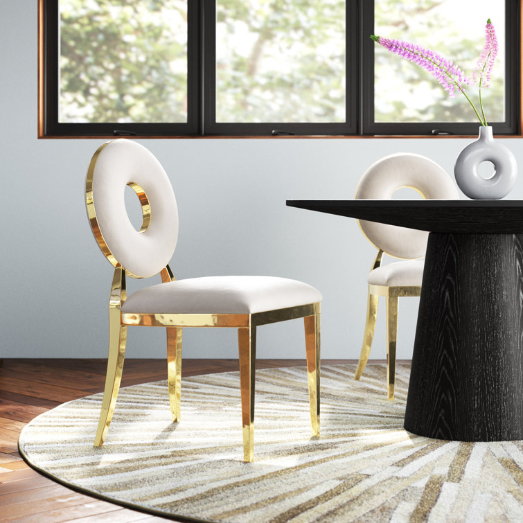 Chic Carousel Green Velvet Dining Chair with Gold Metal Frame