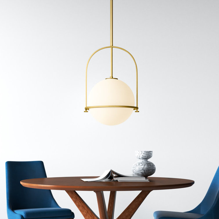 Somerset Heritage Brass Large Pendant with Etched Opal Glass