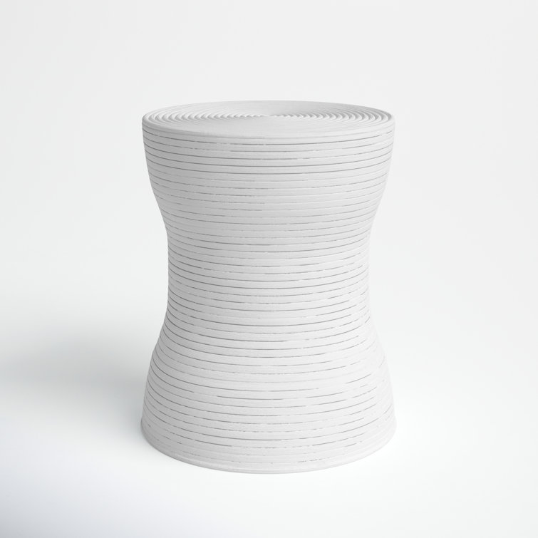 White Drum Shaped Coastal Wood Side Table
