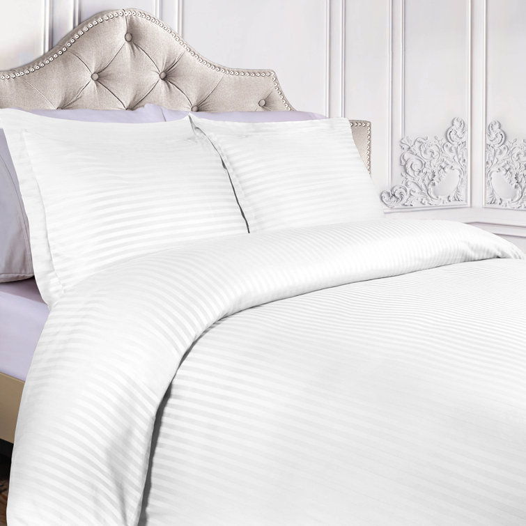 White Egyptian Cotton Sateen California King Duvet Cover Set