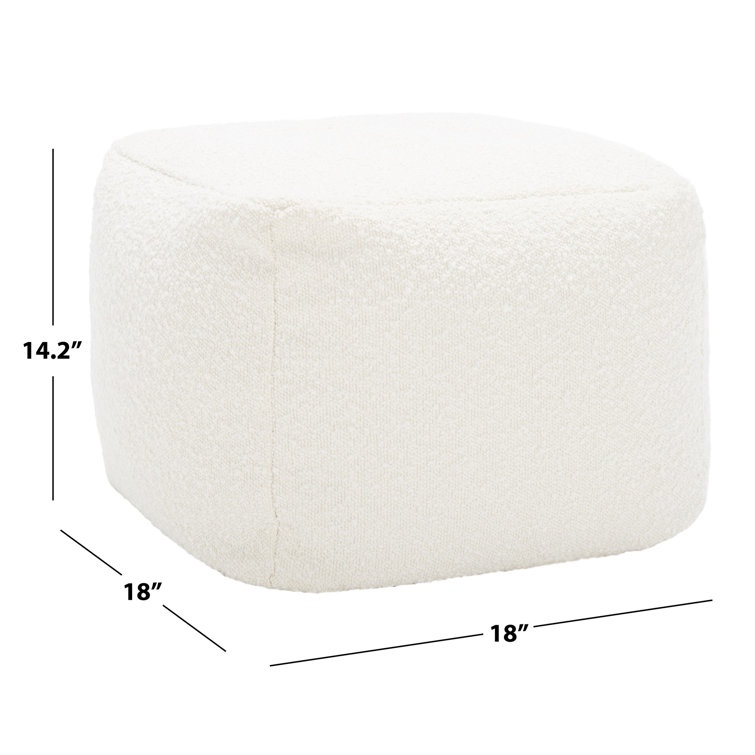 Ivory Boucle Upholstered Modern Square Pouf